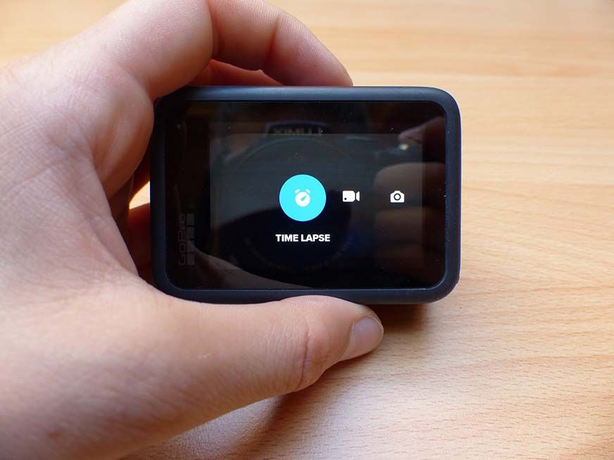 Man sieht den TimeLapse Modus auf der GoPro Hero 9. 